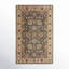 Tapis floral gris anthracite / beige clair / jaune en laine touffetée fabriqué à la main Arden-11184660