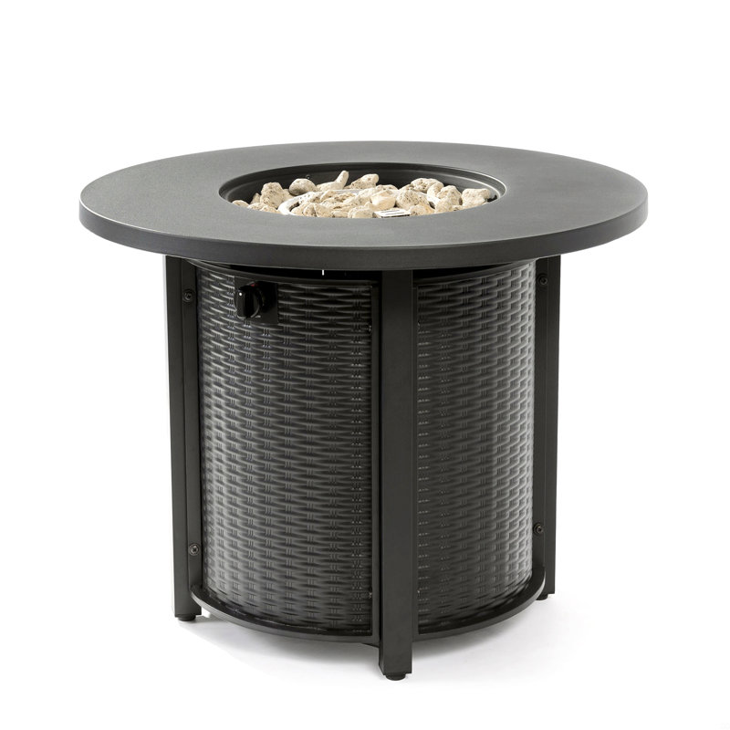 Propane Gas Fire Pit Table, 50000 BTU Round Steel Fire Pit