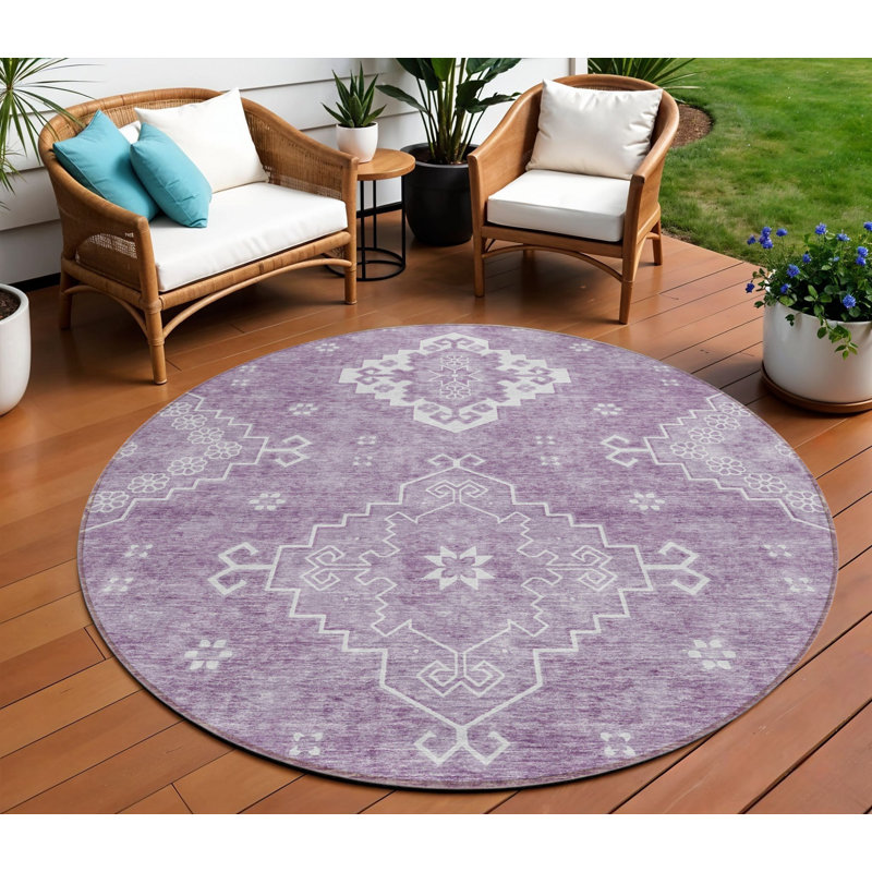 Tapis ivoire rond intérieur lavable 8 'Medallion