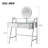 33.9" Mirrored Makeup Vanity Desk With Mirror And Lights, Mirrored Console Vanity Table With 2 Big Drawers & Open Shelf, Dressing Table With Charging Station For Bedroom, Silver