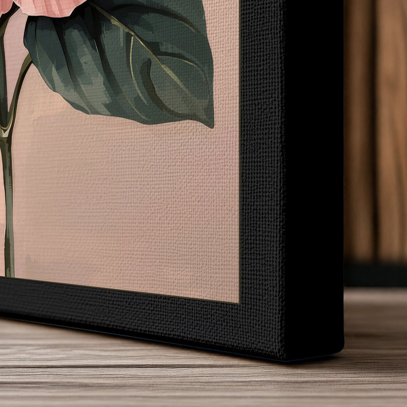 Pink Hibiscus Botanical - Wrapped Canvas, Black Border, 30x20 - 76.2 x 50.8 cm