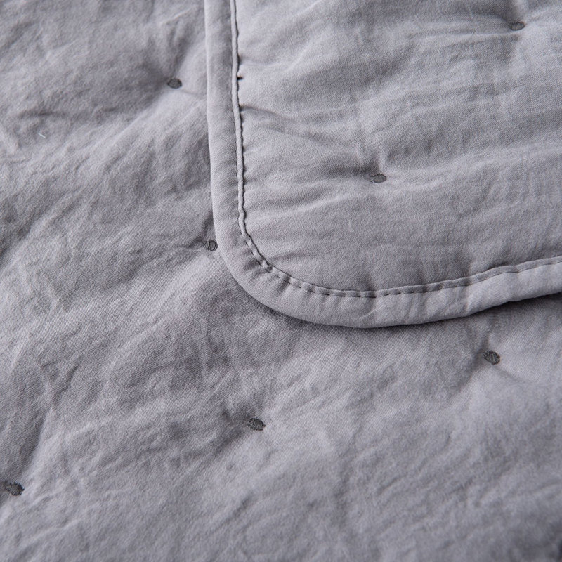 Gray Queen Microfiber Reversible Quilt Set with Shams