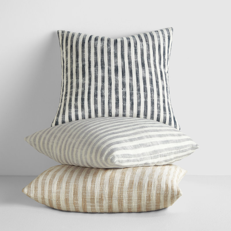 Gray and White Cotton Square Throw Pillow, 20 x 20 inches