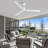 50" Modern White Propeller Ceiling Fan without Lights, Remote Control Included, 6-Speed Reversible DC Motor, Timer