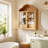 Solid Wood Wall Cabinet with Elegant Wave-723303144