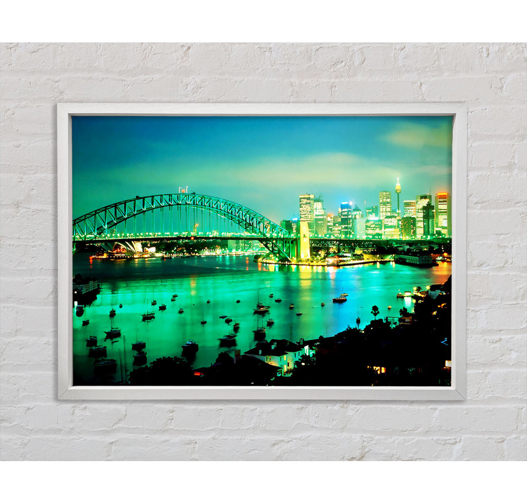 Sydney Harbour Bridge Green Glow - Einzelner Bilderrahmen Druck auf Leinwand