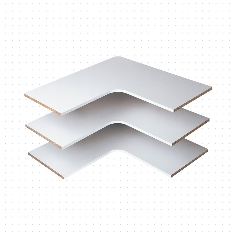 Tablette d'angle à 3 tablettes Grid, Blanc