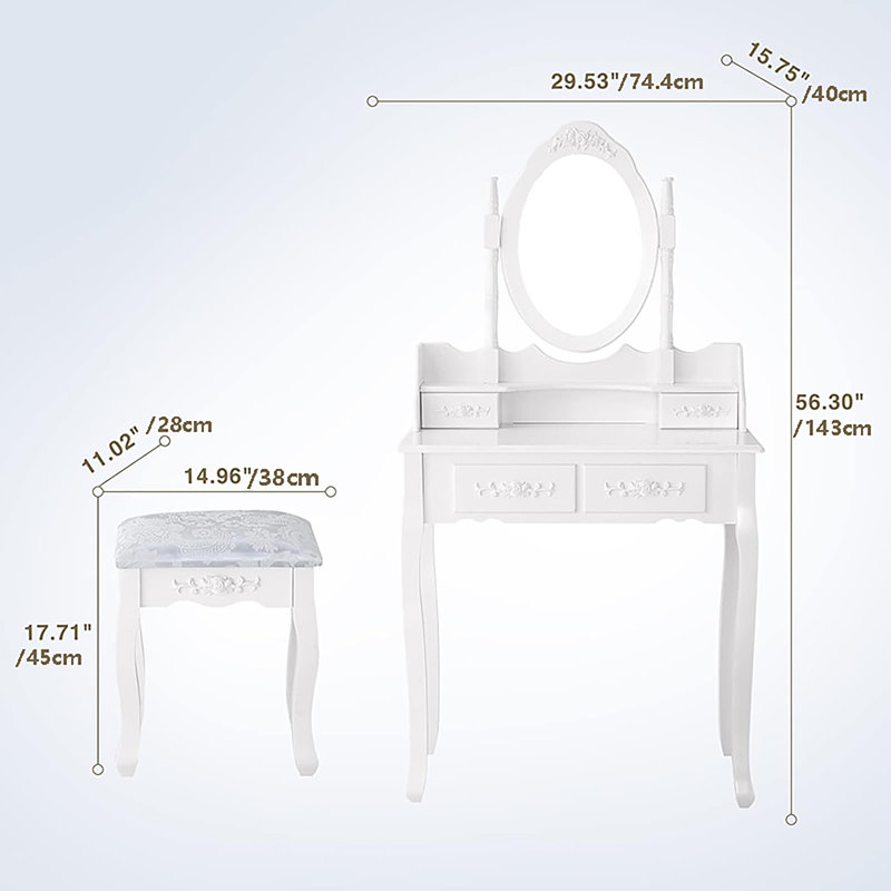 Ensemble de coiffeuse avec 4 tiroirs