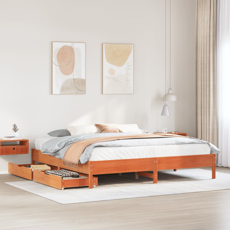 Storage Bed, 200 x 200cm, Wax Brown