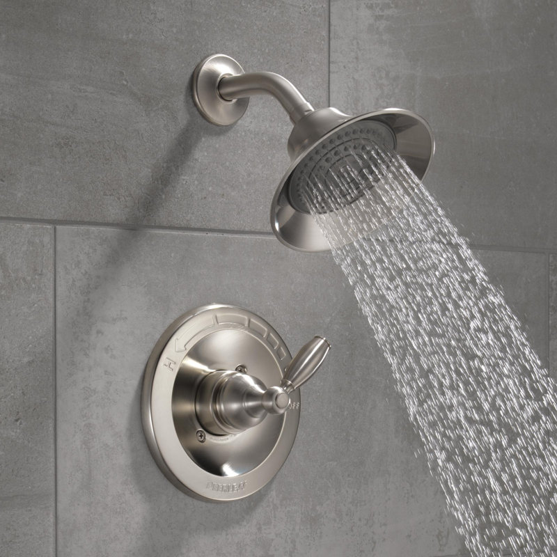 Garniture de douche à pression équilibrée avec poignée levier simple Apex, Nickel brossé