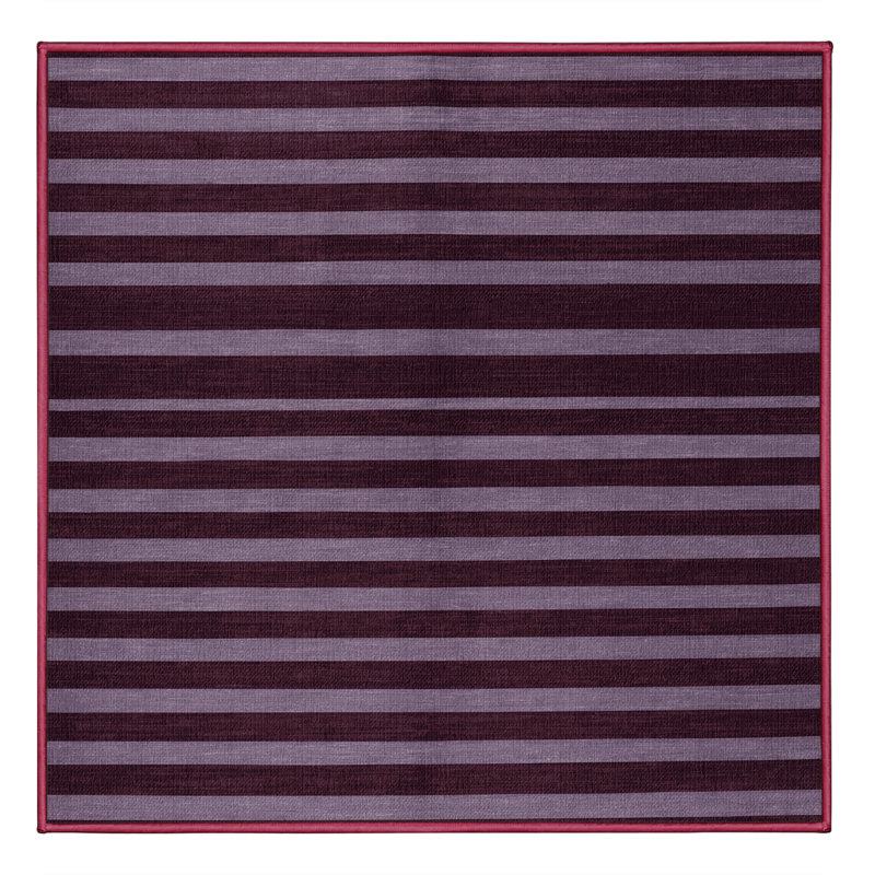 Machine Washable Horizontal Stripes Red Area Rug, Square 5'