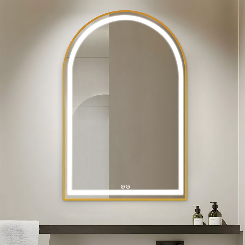 Brulotte Metal Arch Mirror, 38" x 26", Gold