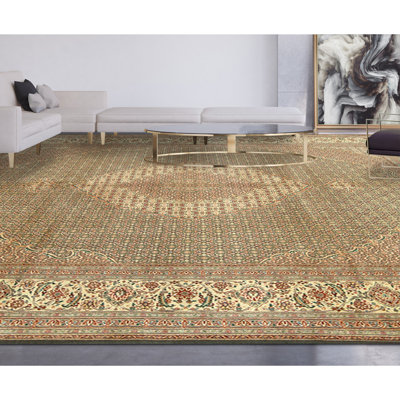 Tapis rectangulaire en laine noué à la main