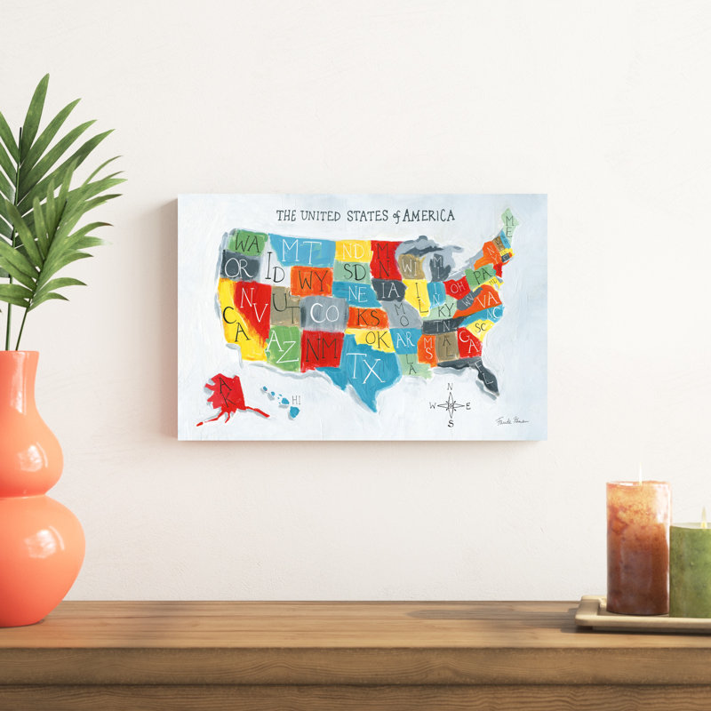 Carte des États-Unis, H 12 po x l 18 po x P 1,25 po