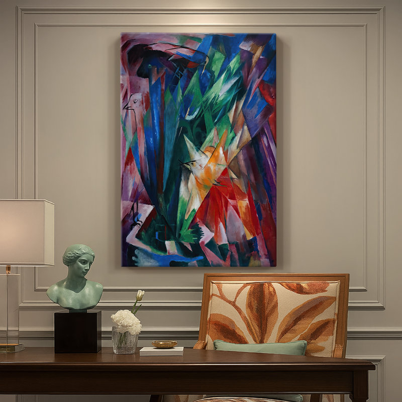Oiseaux - Toile tendue avec châssis par Franz Marc, 18 x 27