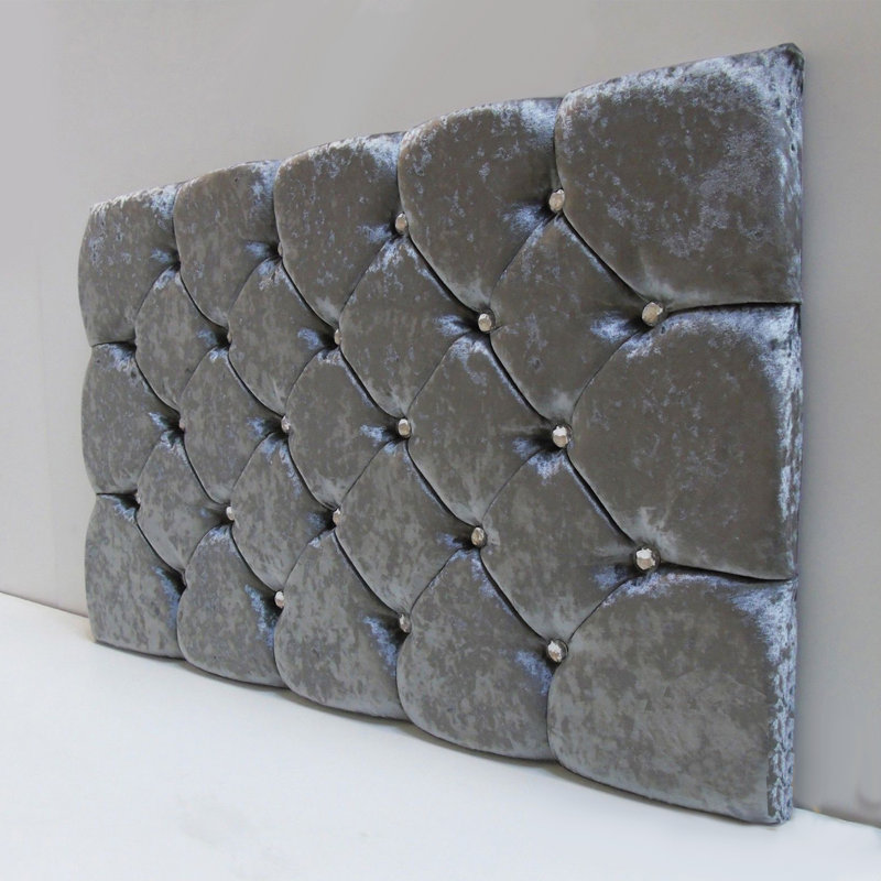 Choate Upholstered Velvet Headboard, Super King (6'), Grey