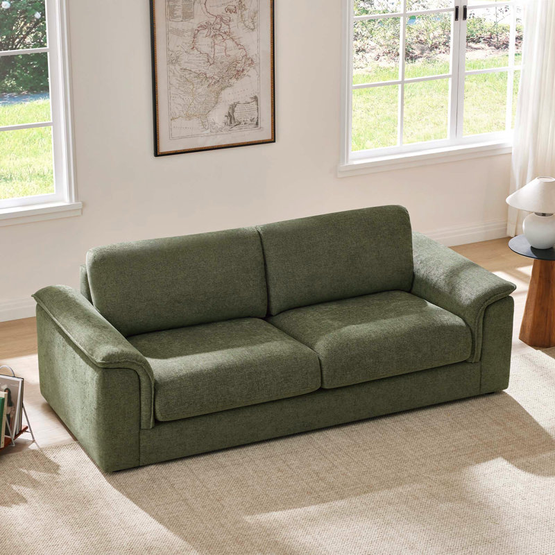 Canapé standard rembourré en polyester 87 po avec coussins amovibles, Vert mousse