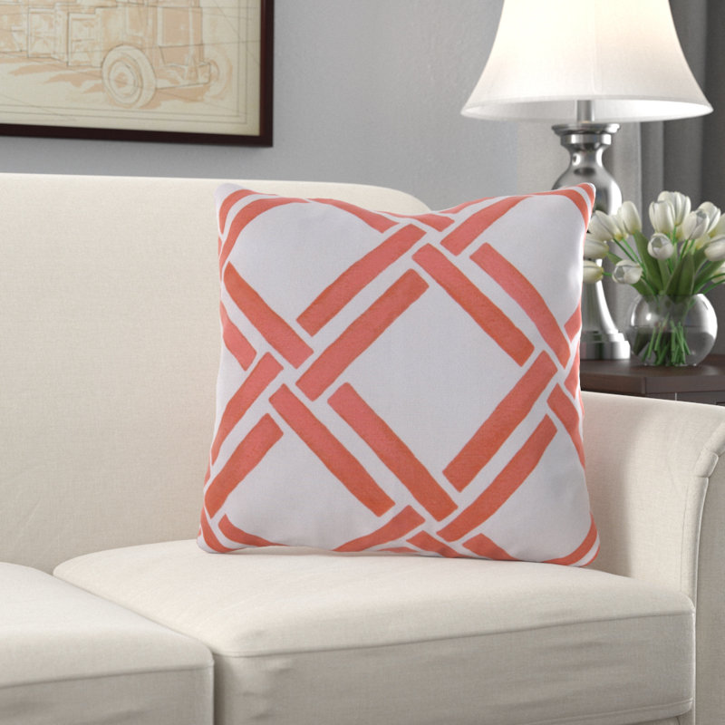 Geometric Reversible Throw Pillow, Orange, 18" x 18" 
