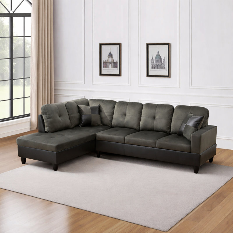 Canapé et méridienne de 103,5 po de largeur, Microfibre taupe, Orienté à gauche (vu de face)