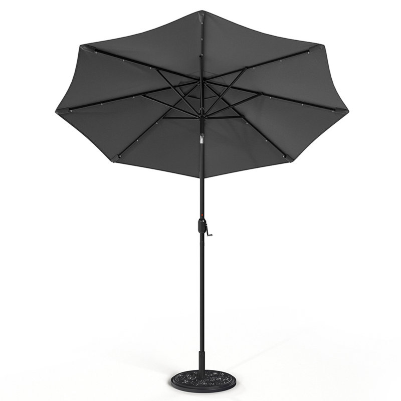 Aislynn 3m Traditional Parasol with LED Light, Dark Grey
