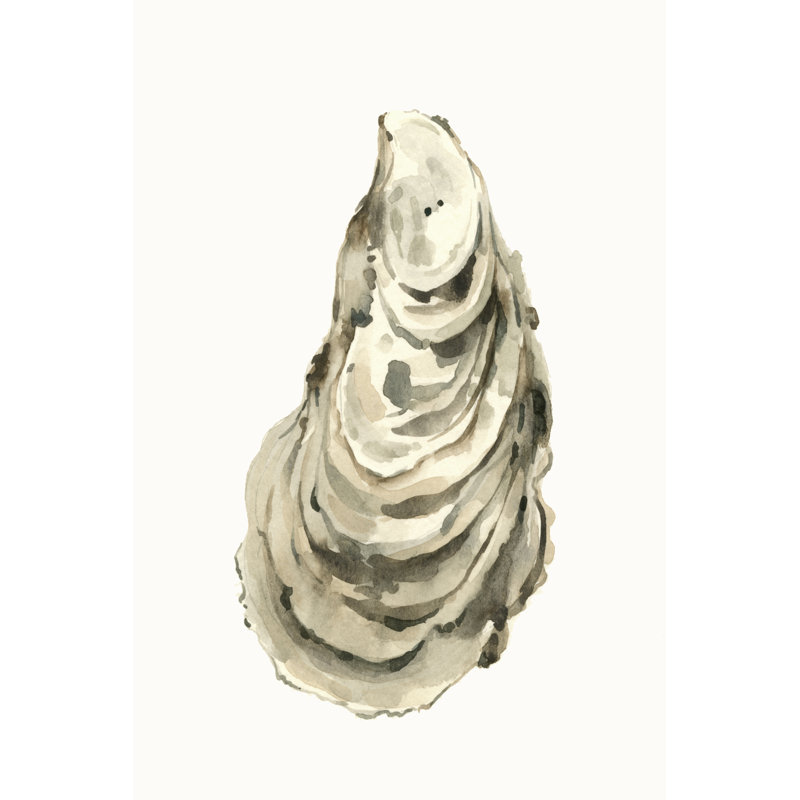 Neutral Oyster Study I by Emma Caroline - Painting, 30 cm H x 20 cm W, Black Floater Framed