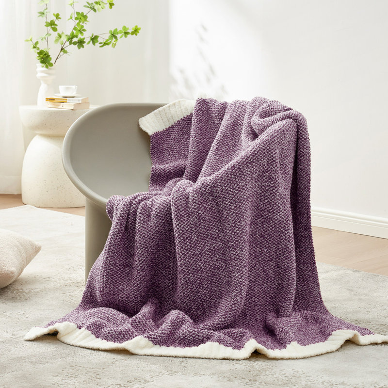  Jeté tricoté réversible Heather Knit, L 60 po x l 50 po, Mauve