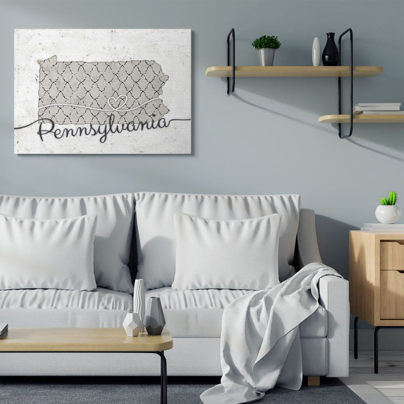 « pennsylvanie patterned gray state », impression sur toile, Toile tendue, H 36 po x l 48 po