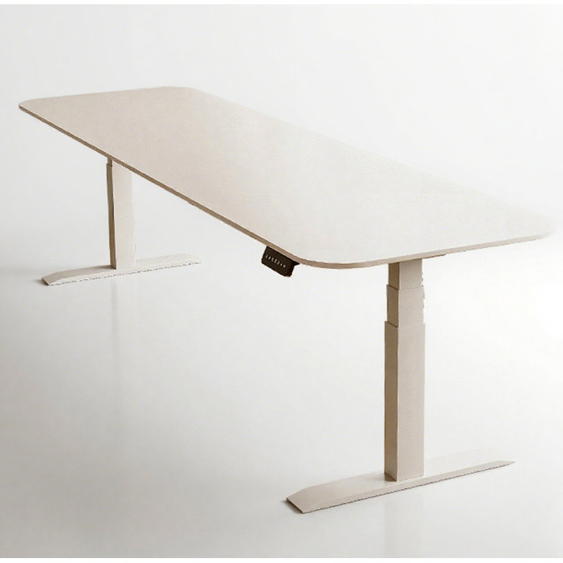 Bureau debout électrique réglable en pierre frittée, 24.4" H x 78.7" W x 31.5" D, Blanc