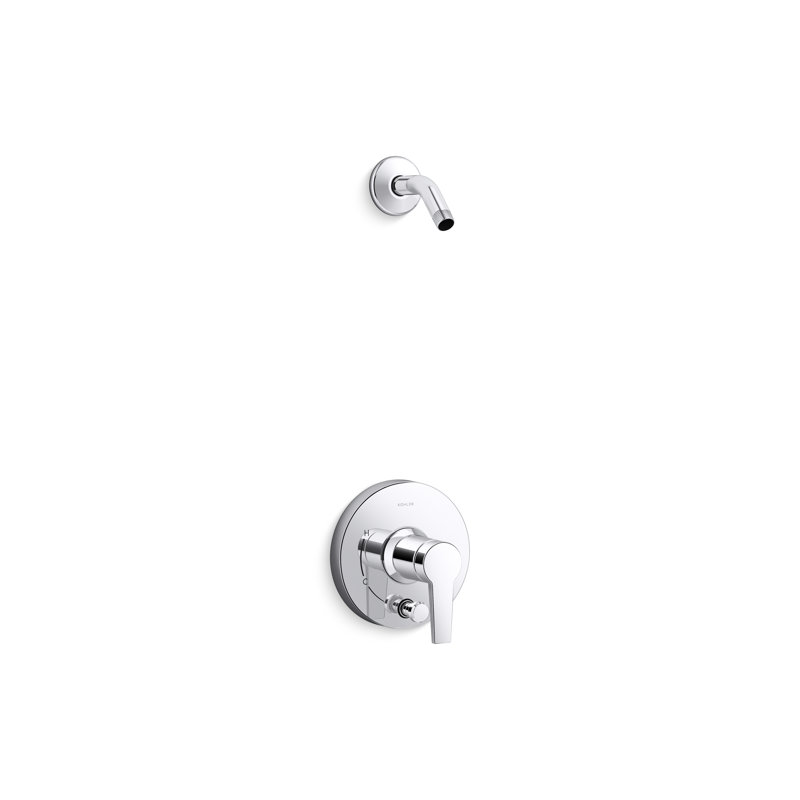 Pitch Rite-Temp Shower Trim Kit With Push-Button Diverter Without Showerhead, Polished Chrome