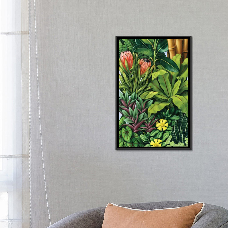 « feuillage iii » par catherine, impression sur toile tendue, H 26 po x l 18 po x P 1,5 po, Toile avec cadre noir