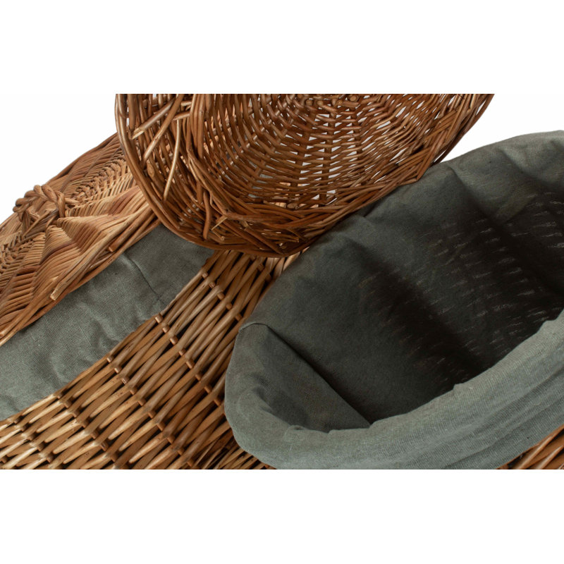 Wicker 2 Piece Round Laundry Basket Set With Lining, Light Steamed/Grey