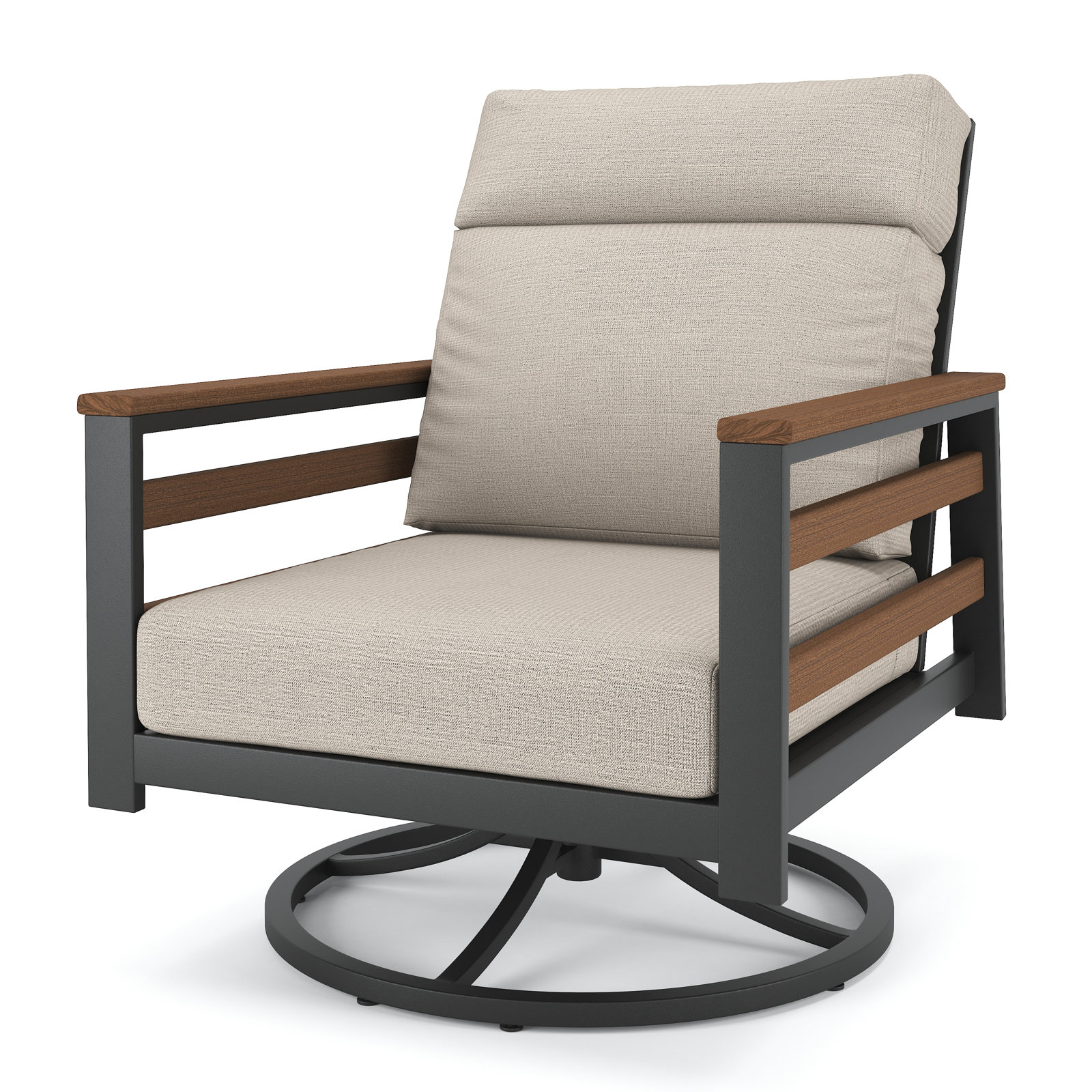 Townsend Sunbrella® Swivel Patio Lounge Chair, Canvas White, Brown