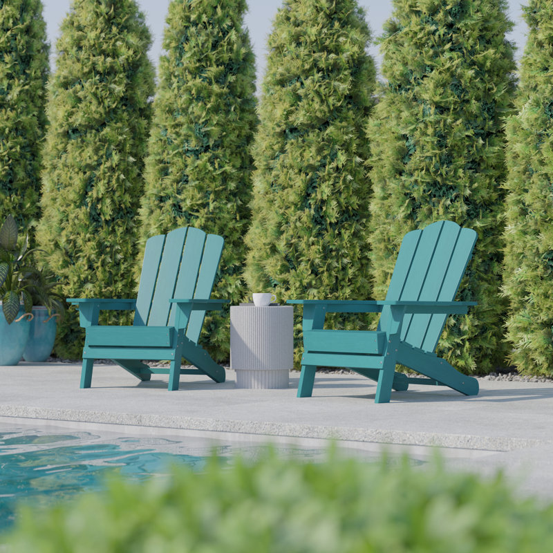 Ayleah Commercial All-Weather Adirondack Chairs with Cupholders, Blue