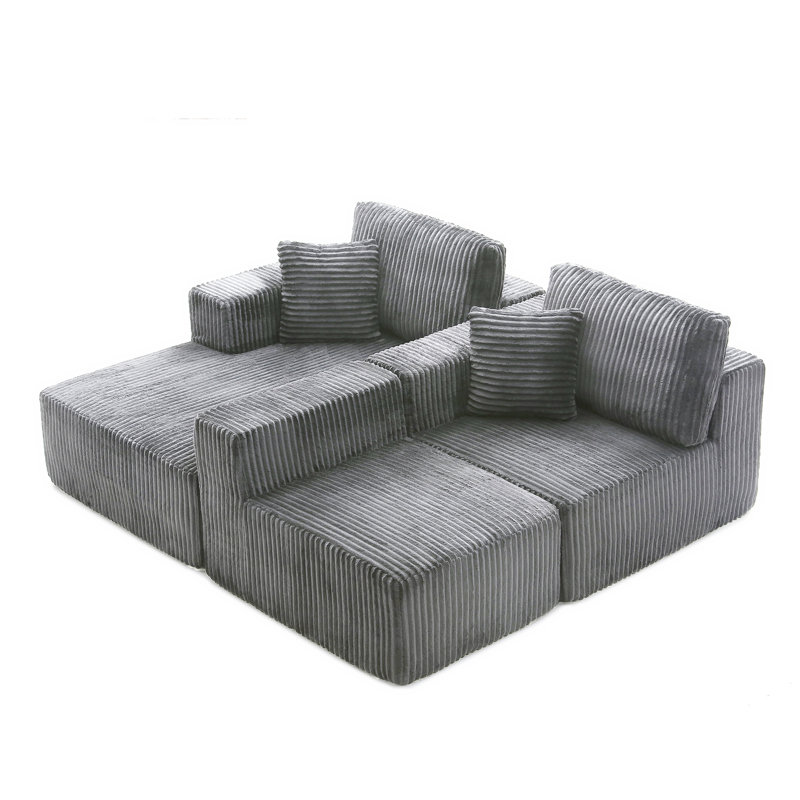 Canapé modulaire de 109 po, canapé modulaire Cloud avec assise profonde, canapé modulaire en forme de L moderne avec méridienne, canapé rembourré pour le salon, sans assemblage