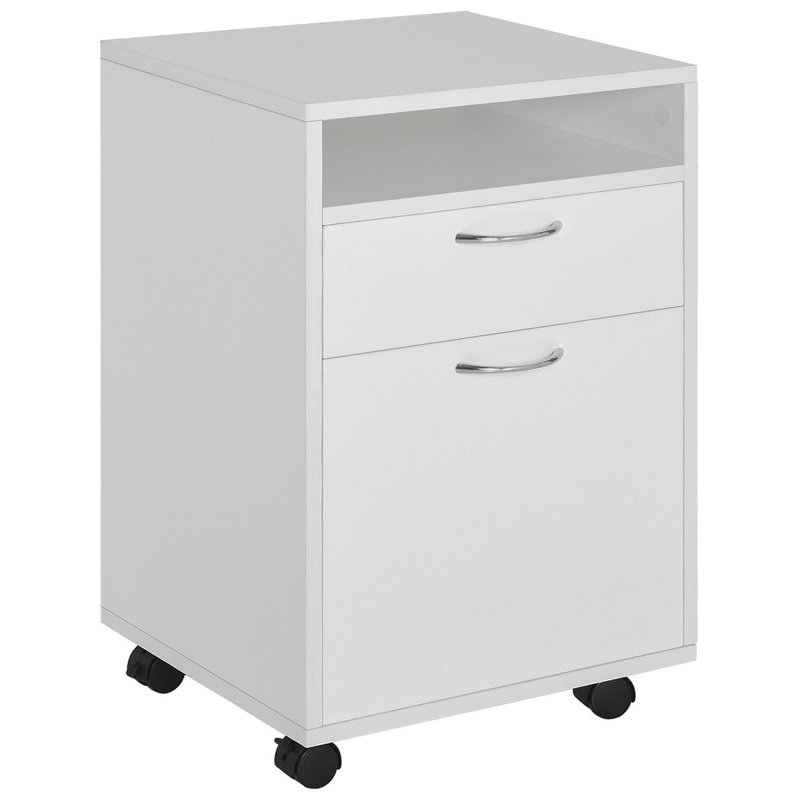 Organisateur de rangement mobile avec tiroir et armoire, support d'imprimante avec roulettes, blanc