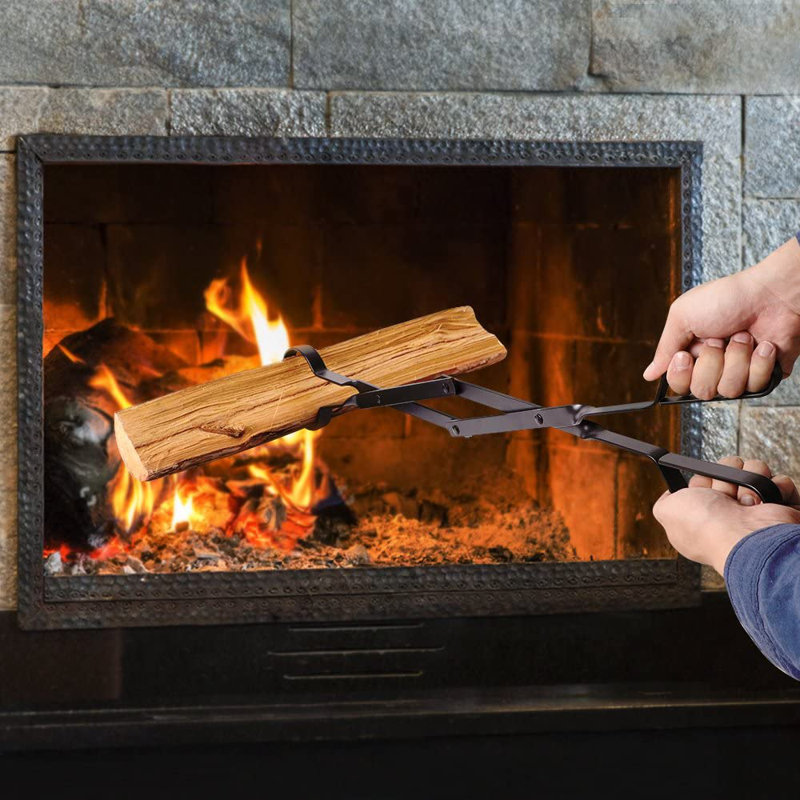 2PC Log Grabber Steel Fireplace Tool