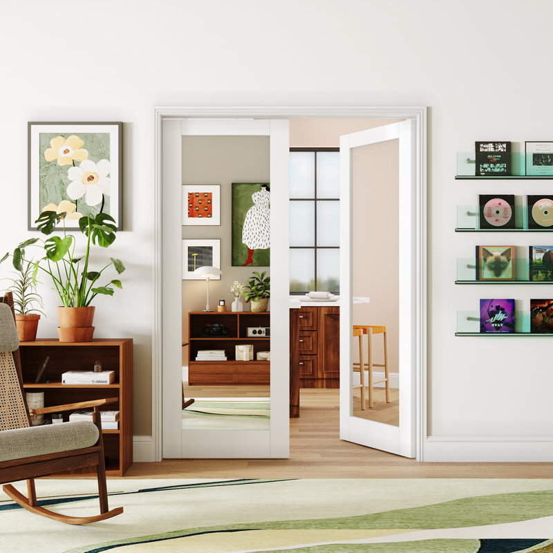 Portes françaises à l'intérieur avec garde-corps - 1 porte lite standard avec panneau de porte pré-fini (sans poignée ni cadre)