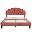 Grand lit plateforme tapissier avec tête de lit en velours à motif floral