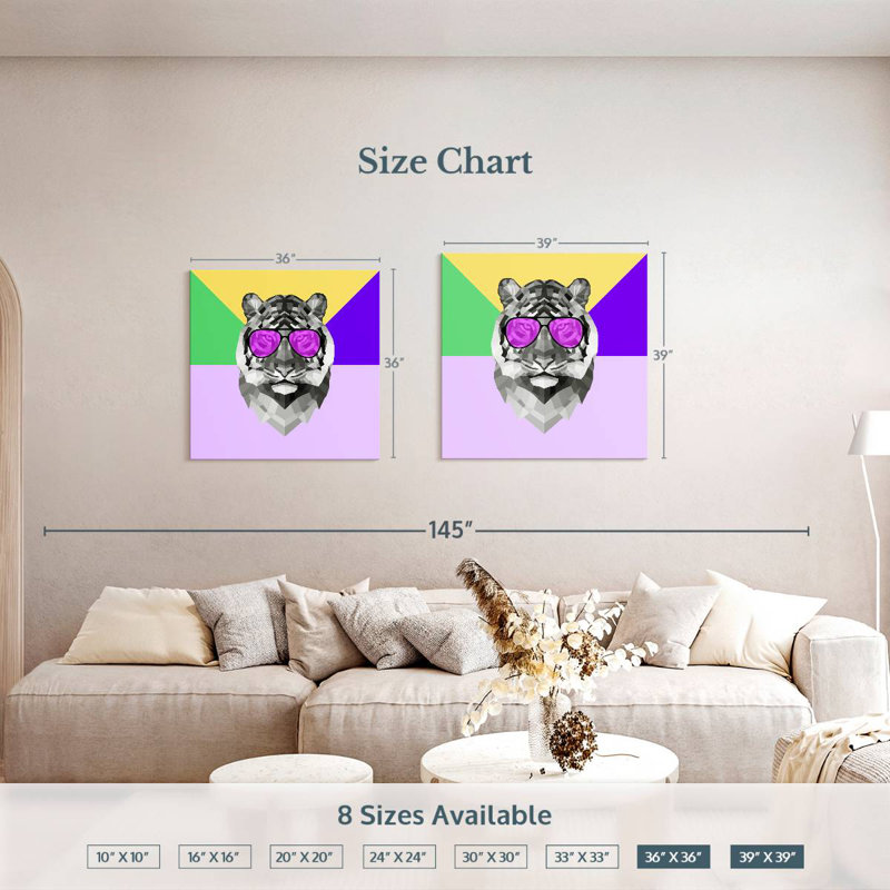Brampt Party Tiger In Glasses, 39" H x 39" W