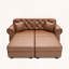 Causeuse Chesterfield de style Mid-Century avec 2 repose-pieds, similicuir, garniture cloutée-2033072281