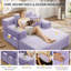 Chaise longue en velours côtelé pelucheux mauve 3 coussins de rangement inclus