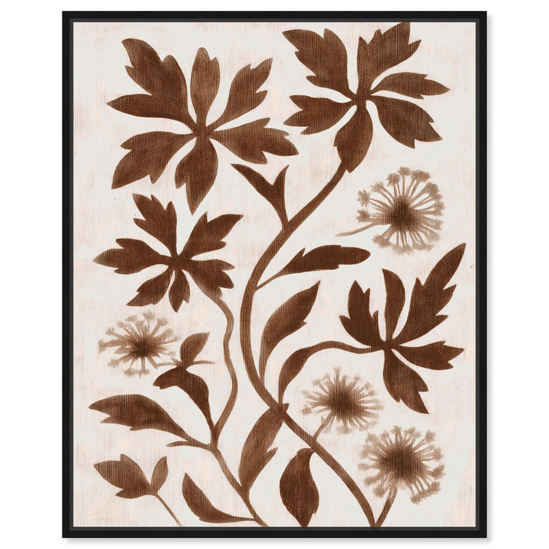 Sepia Sepal I Canvas Boho Floral Print by Art Remedy, 21" H x 17" W, Black Frame
