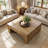 39" Square Large Wooden Coffee Table With Underside Curves Design