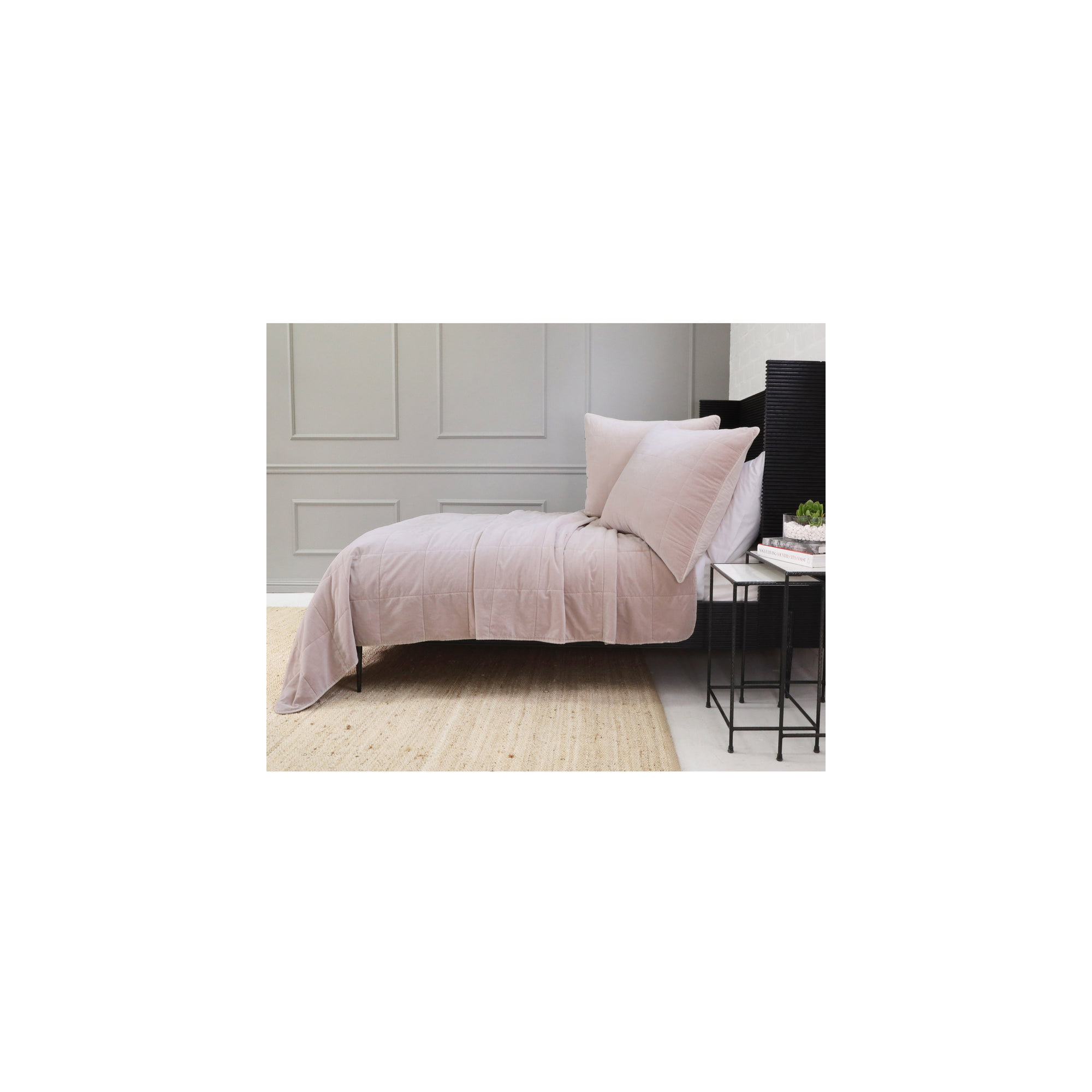 Amsterdam Velvet Coverlet, Twin Coverlet/Bedspread, Blush
