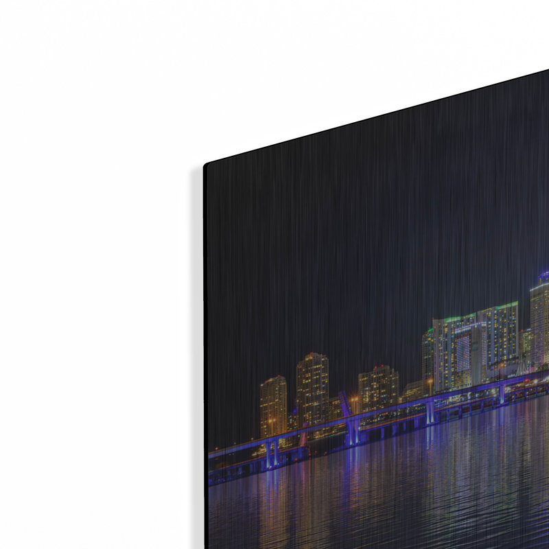 Mur de métal «Miami Skyline» par Rick Berk, H 24 po x l 36 po
