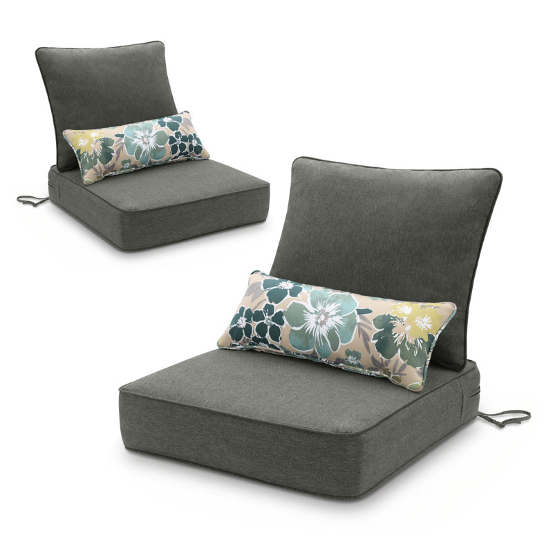 Outdoor Deep Seat Chair Cushion Set, Charcoal, 24" W x 24" D