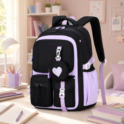 22.9L Girls School Backpack, Laptop Sleeve and Coin Purse