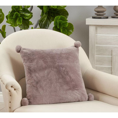 Coussin décoratif pelucheux en fausse fourrure de lapin en polyester 18 po x L 18 po