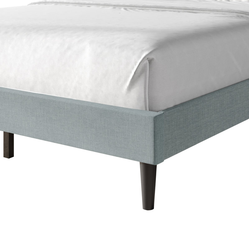 Glam Wingback Platform Bed, Full, Light Blue