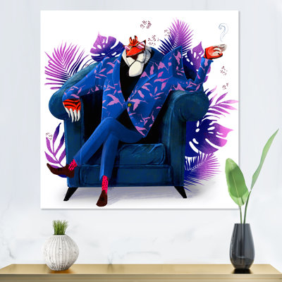 " Blue Cartoon Tiger With Suit "